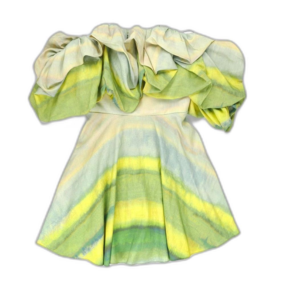 New Acler Cumberland Ruffled Dress Impressionist Stripe Resort Coquette Boho 8